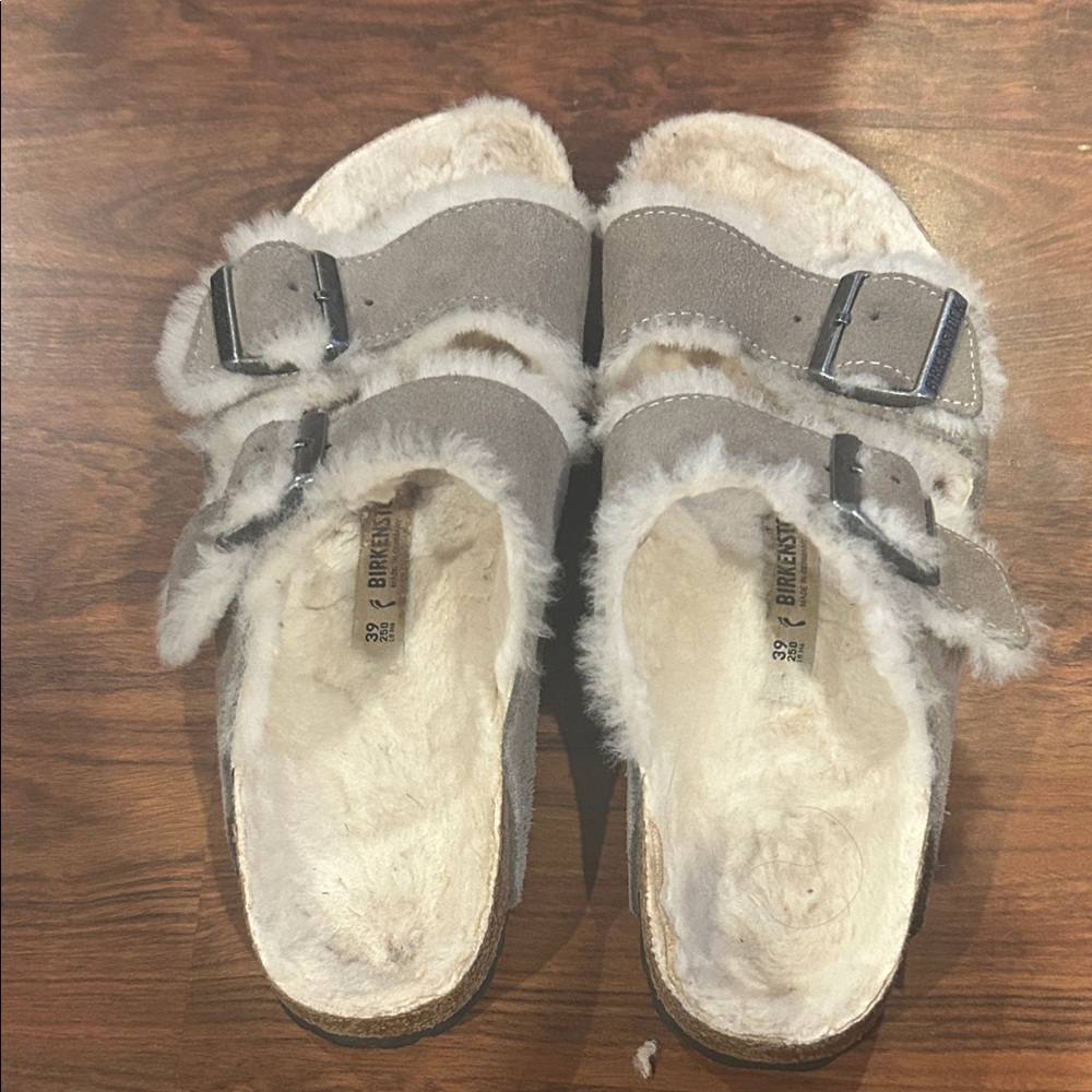 Birkenstock Women's Fuzzy Beige Slippers